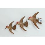Beswick graduated set of Humming Birds wall plaques: 1023-1,2 and 3. (3)