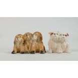 Beswick puppies: model of three puppies 917 and pair bulldog pups. (2)