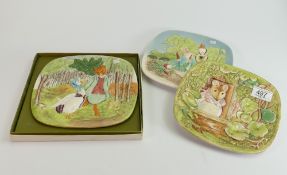 Beswick Beatrix Potter plates: Mrs Tittlemouse, Peter Rabbit and Foxy & Jemima. (3)