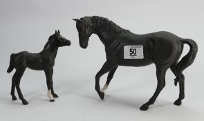Beswick black beauty and foal in matte (2) :