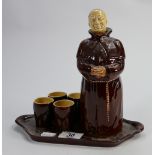 Beswick monk decanter set with tumblers on tray: