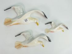 Beswick set of graduated seagull wall plaques: comprising 658-1, 2 & 4. (3)