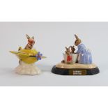 Royal Doulton Bunnykins Tableau figures: Bath Night DB241 and Chocs Away DB267. (2)