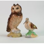 Beswick Birds: comprising Short Eared Owl and John Beswick later snipe. (2)