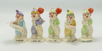 A collection of Little Lovable clown figures: including I love Beswick, all boxed. (5)