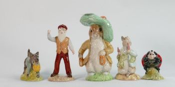 Royal Albert Beatrix potter figures : large peter rabbit and four small figures, all BP6A