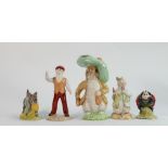 Royal Albert Beatrix potter figures : large peter rabbit and four small figures, all BP6A