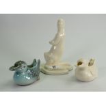 Beswick early comical ducks: comprising cream standing duck 317, blue and cream duck jugs 617. (3)
