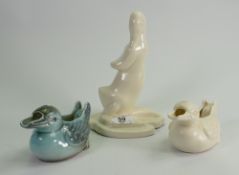 Beswick early comical ducks: comprising cream standing duck 317, blue and cream duck jugs 617. (3)