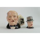 Royal Doulton small character jug: Winston Churchill D6934 and a similar small Royal Winton