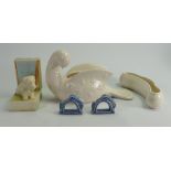 Beswick ware items: including Kathi Urbach design bird vase, dog bookend, dish etc (5)