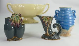 Beswick ware items: Dark Grey Palm vases, dishes etc (4).