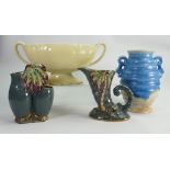 Beswick ware items: Dark Grey Palm vases, dishes etc (4).