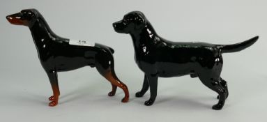 Beswick Black Labrador 1548 and Doberman 3121 (2):