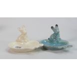 Beswick Ware dog ashtrays 88: in blue gloss and satin white. (2)