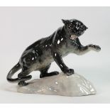 Beswick large black puma on rock 1702: