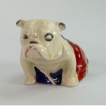 Royal Doulton miniature seated Union Jack bulldog: c1941, height 6cm.