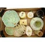 A collection of Beswick Ware items: including two handled vases, dish & covers, large fruit bowl etc