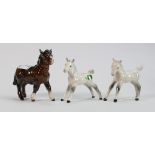 Beswick foals: comprising grey foal 997, grey foal 996 and Shetland foal 1034. (3)