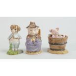 Beswick Beatrix Potter figures: Yock Yock in tub, Tom Kitten in the rockery and this little pig