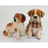 Large cookie jar & cover as St Bernard dog: and a model of a St Bernard dog, tallest height 26cm (2)