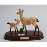 Beswick Doe and Fawn on wood base: