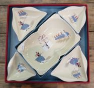 Beswick Ballet sandwich set: comprising large dish with 4 small dishes, in original box.
