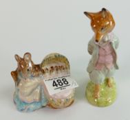 Beswick Beatrix Potter figures: Hunca Munca and Foxy Whiskered Gentleman, both BP2. (2)