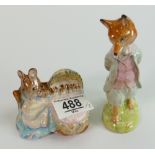 Beswick Beatrix Potter figures: Hunca Munca and Foxy Whiskered Gentleman, both BP2. (2)