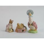 Beswick Beatrix potter figures : large Jemima Puddleduck, hunch munch sweeping gold and character