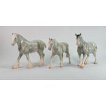 Three John Beswick grey horses (3):