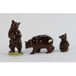 Beswick Brown Bear Family: comprising Bear standing 1314, walking 1313 and Cub 1315. (3)