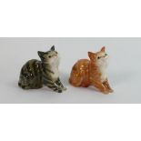 Beswick kittens looking up 1487: in both Ginger and grey stripes. (2)