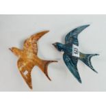 Beswick swallow wall plaques 757-1: one in early brown colourway. (2)