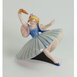 Beswick rare figure of girl ballet dancer 437: in blue striped dress.