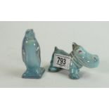 Beswick blue gloss models: of a baby hippo and Penguin chick on base. (2)