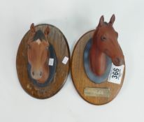 Beswick racehorse head wall plaques: comprising Arkle & Troy (detached from wood plinth) (2)