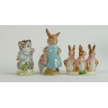 Beswick Beatrix potter figures : miss moppet, flopsey mopsy and cottontail and mrs flopsy bunny, all
