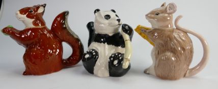 Beswick animal teapots: Panda, Squirrel and Rat. (3)