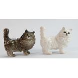 Beswick Persian cats with tail up 1898: one in grey and the other in white. (2)