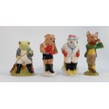 A set of Beswick sporting character figures: comprising it?s a knockout, a round with foxy,