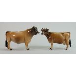 Beswick Jersey Cow 1345 and Bull 1422 (2):