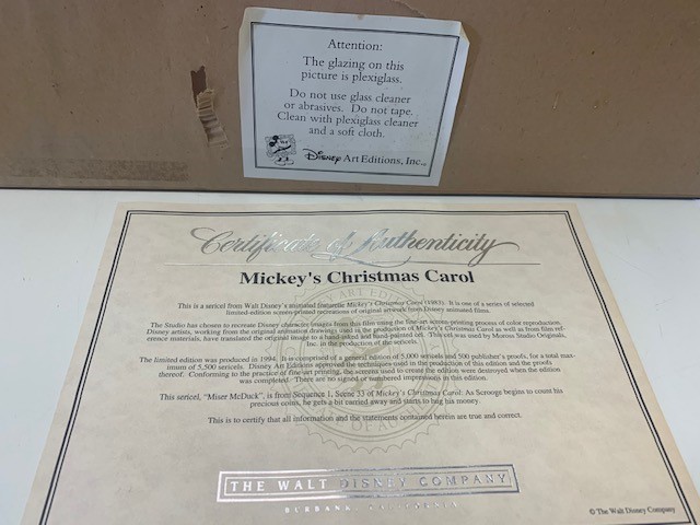 The Walt Disney Company Limited edition sericel print titled Mickeys Christmas Carol, frame size - Image 2 of 2