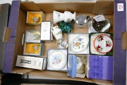 A mixed collection of items to include: Wedgwood Glass Paperweights, Boxed Wedgwood glass ware,