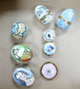 A collection of House Of Ashley Small enameled circular boxes: largest diameter 7cm(8)