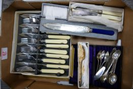 A collection of boxed Silver plated cutlery: