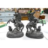 Two Large Spelter Figures of Rearing Horses: damage noted to one, height 42cm(2)