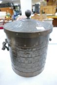 Mid Century Copper Coal Bucket: height 44cm