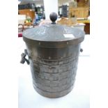 Mid Century Copper Coal Bucket: height 44cm