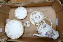 A mixed collection of items to include: Floral Castleton China teapot, Haviland & Co Limoges